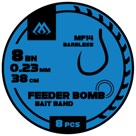 Mikado Fb Rig - MF14 Mit Bait Band - Haken Ohne Widerhaken NR. 14 / Monoschnur 0.18mm/38cm - 8 Stk.