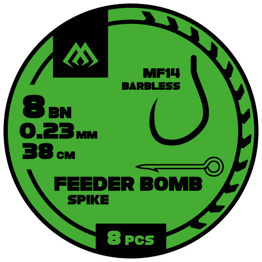 Mikado Fb Rig - MF14 Mit Spike - Haken Ohne Widerhaken NR. 12 / Monoschnur 0.20mm/38cm - 8 Stk.