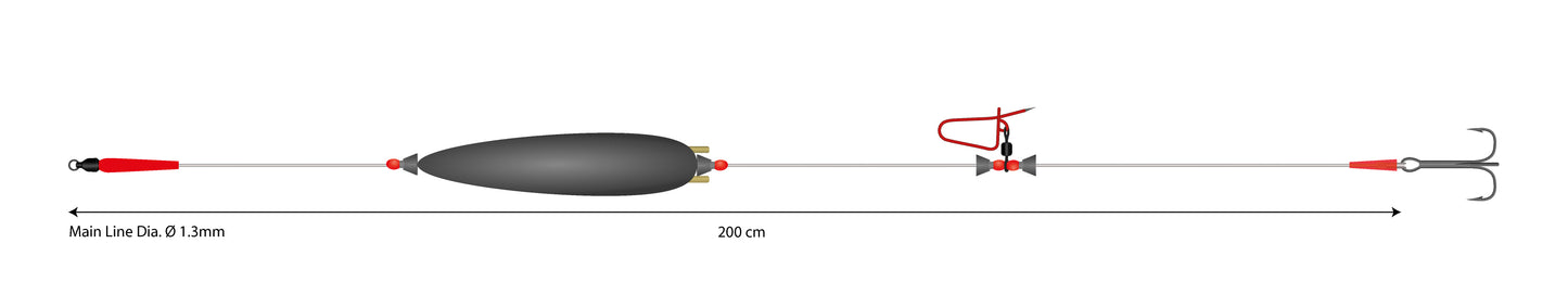 Mikado Set - Wels - Mono Catfish Set I-Adjustable Combi Rig 20g/200cm/100kg - Drillingshaken: 3/0 - 1 Stk.