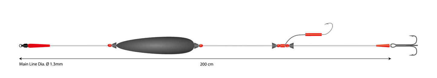 Mikado Set - Wels - Mono Catfish Set Iii - Big Bait Ready Rig 10g/200cm/100kg - Drillingshaken: 2/0 Haken Grösse 4/0 - 1 Stk.
