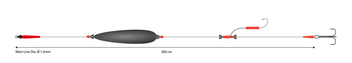 Mikado Set - Wels - Mono Catfish Set Iii - Big Bait Ready Rig 20g/200cm/100kg - Drillingshaken: 3/0 Haken Grösse 6/0 - 1 Stk.