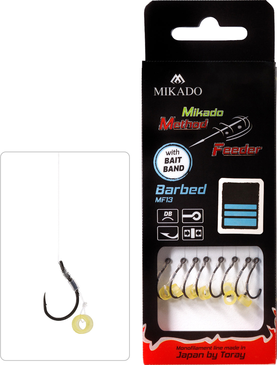 Mikado Methode Feeder Rig - Mit Gummi - Haken Mit Widerhaken Grösse 10 / Schnur: 0.23mm/10cm - 8 Stk.