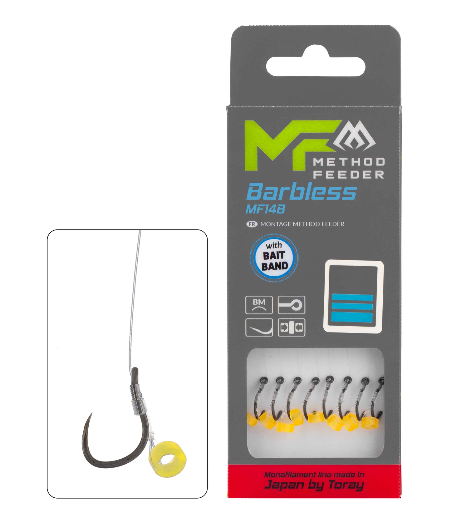 Mikado Leader Mf - MF14 Mit Gummi - Haken Ohne Widerhaken 4 / SCHNUR: 0.28mm/10cm - 8 Stk.