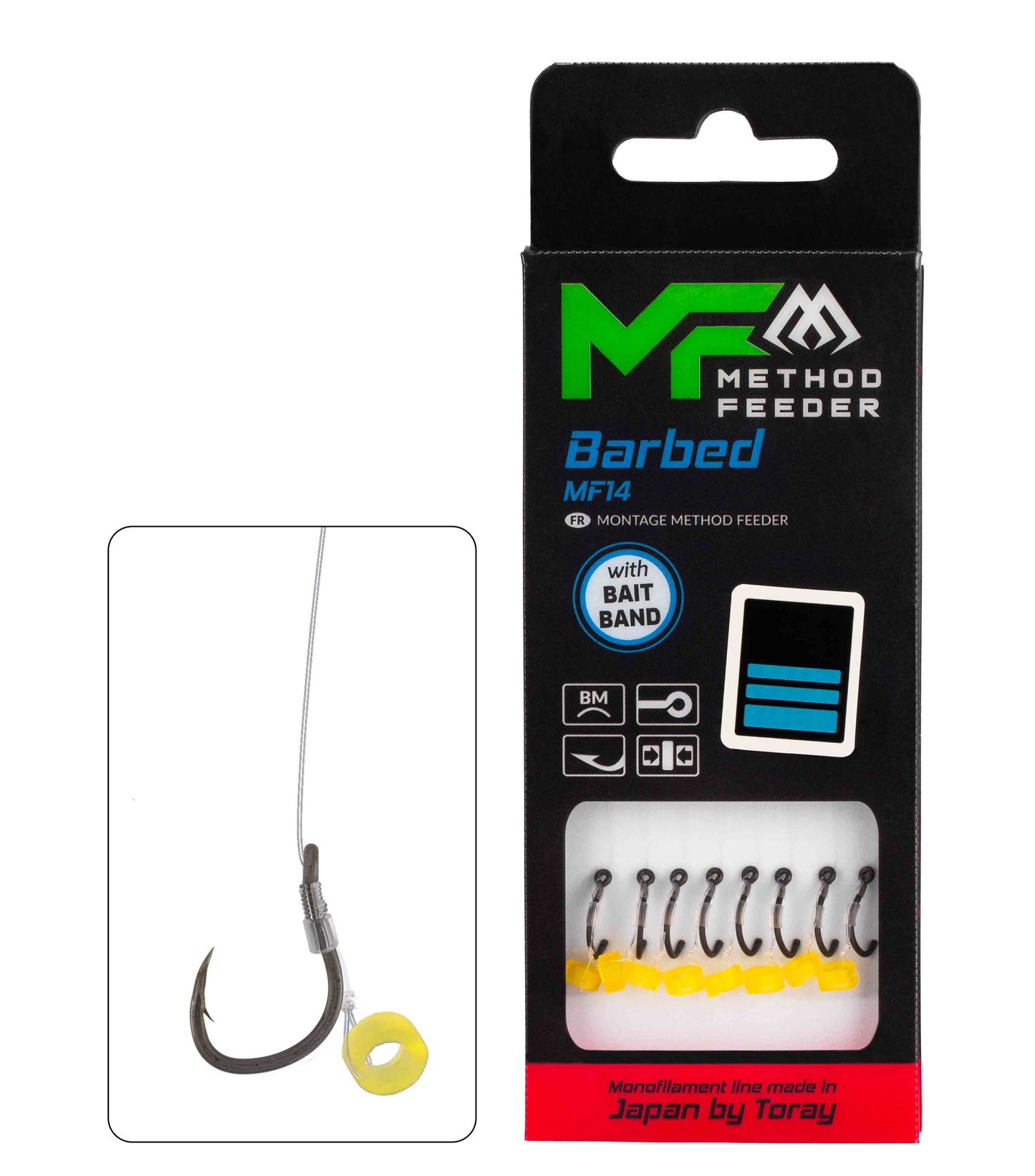 Mikado Leader Mf - MF14 Mit Gummi - Haken Mit Widerhaken Grösse 6 / SCHNUR: 0.25mm/10cm - 8 Stk.