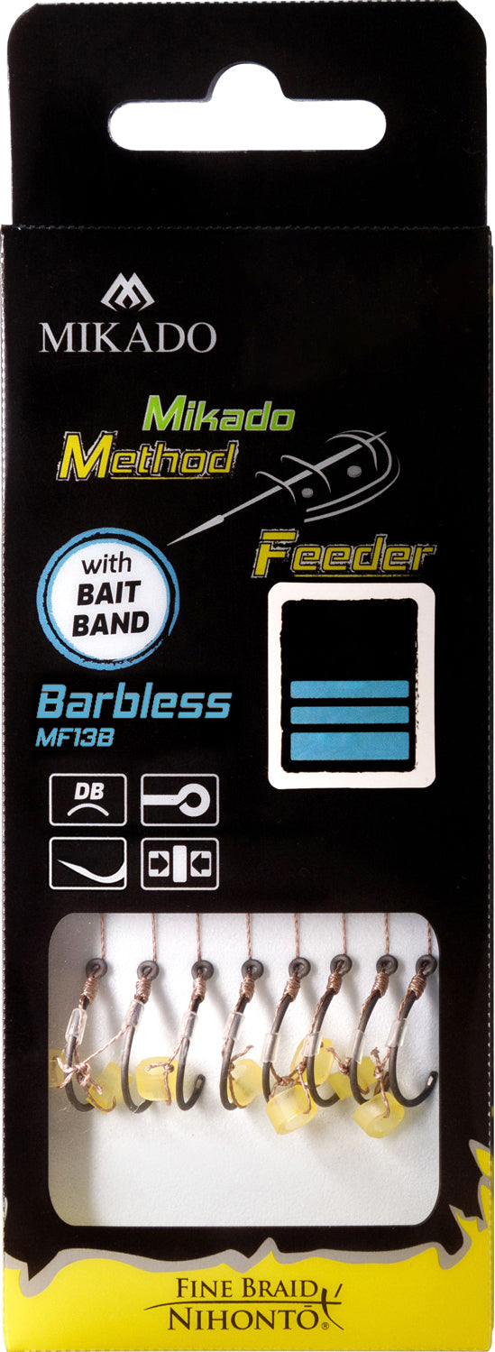 Mikado Methode Feeder Rig - Mit Gummi Haken Ohne Widerhaken 6 / Geflochtene Schnüre 0.16mm/10cm - 8 Stk.
