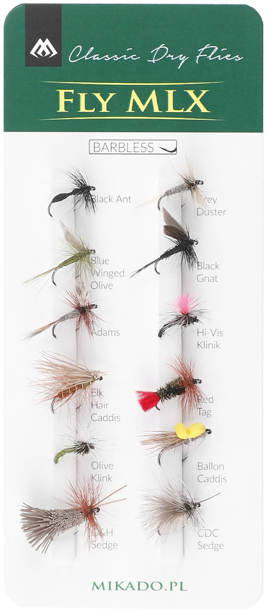 Mikado Set - Künstliche Fliegen - Dry Flies - Barbless - 1 Satz