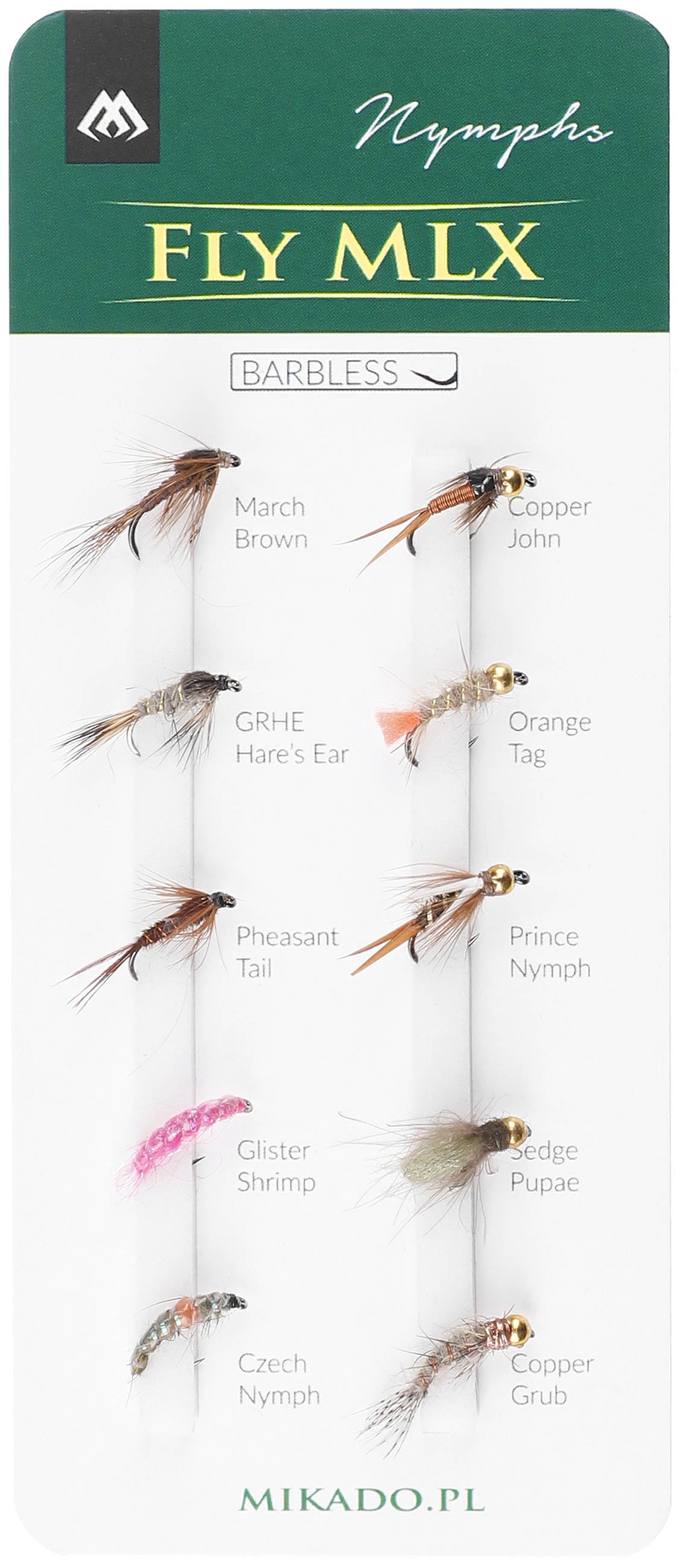 Mikado Set - Künstliche Fliegen - Nymphs - Barbless - 1 Satz