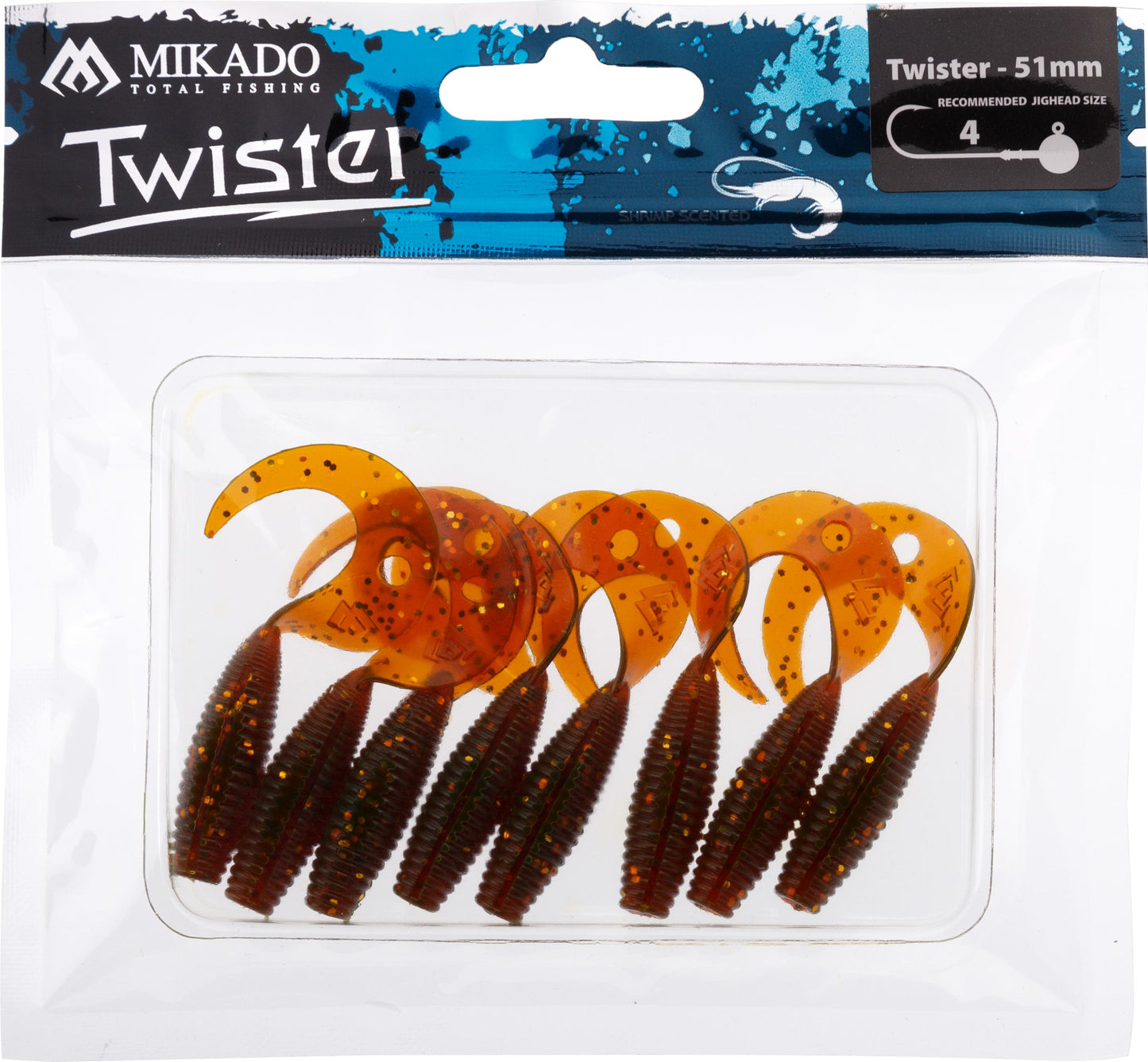 Mikado Köder - Twister 51mm/ Motoroil Gold - 8 Stk.