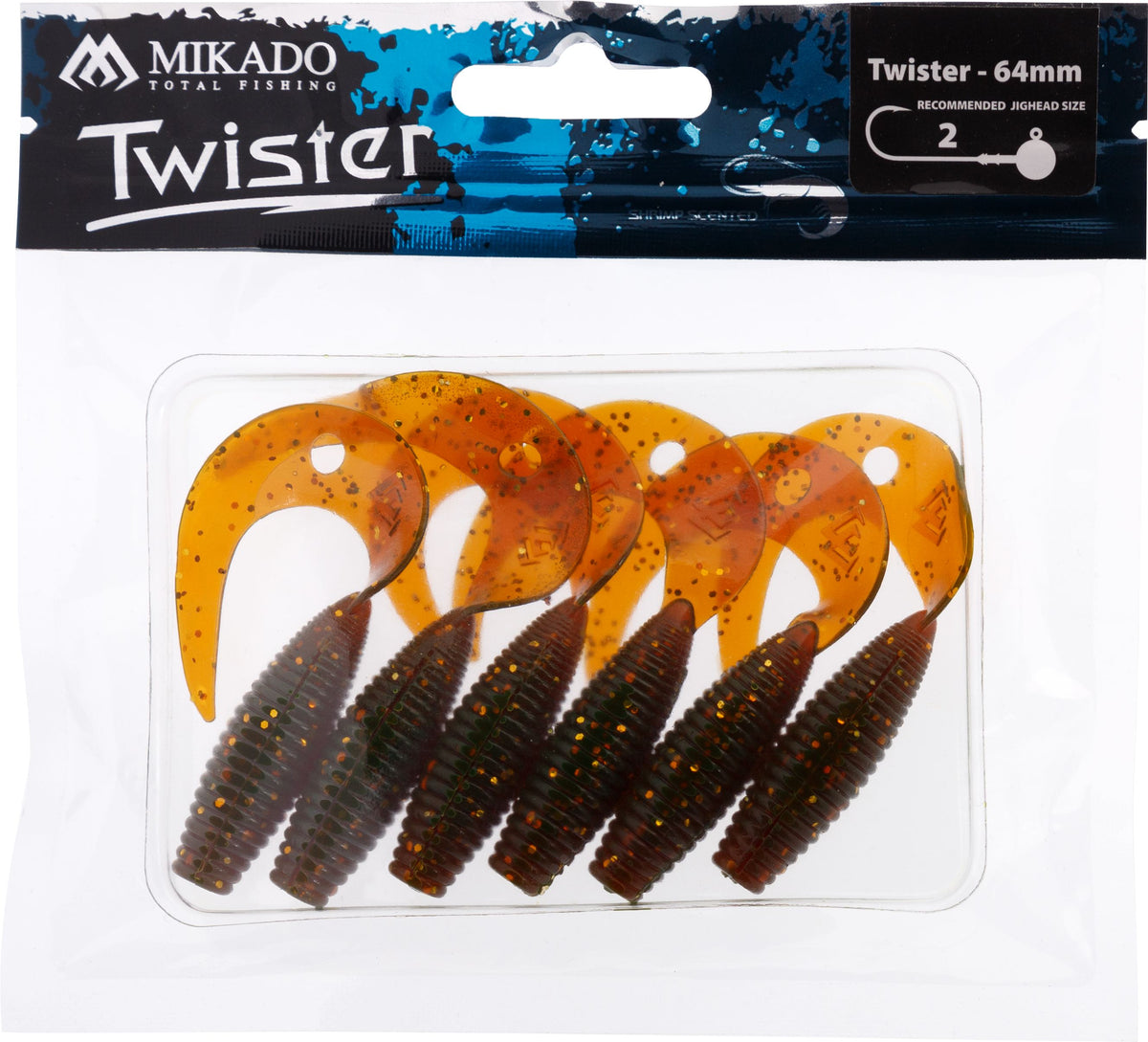 Mikado Köder - Twister 64mm/ Motoroil Gold - 6 Stk.