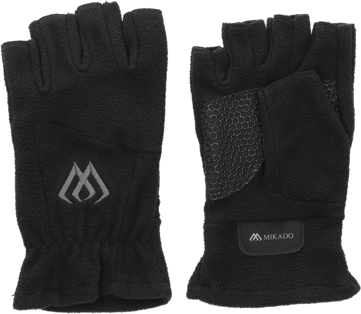 Mikado Fleecehandschuhe - Ohne Finger Größe L - Schwarz Und Grau - 1 Set.