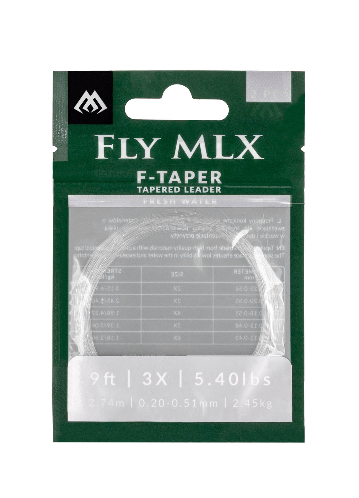 Mikado Konisches Fliegenvorfach - Fly Mlx F-Taper 9ft/5X (0.15mm) - 2 Stk.