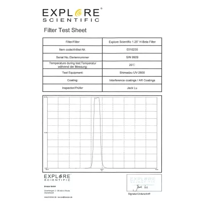 EXPLORE SCIENTIFIC 1,25" H-BETA NEBELFILTER