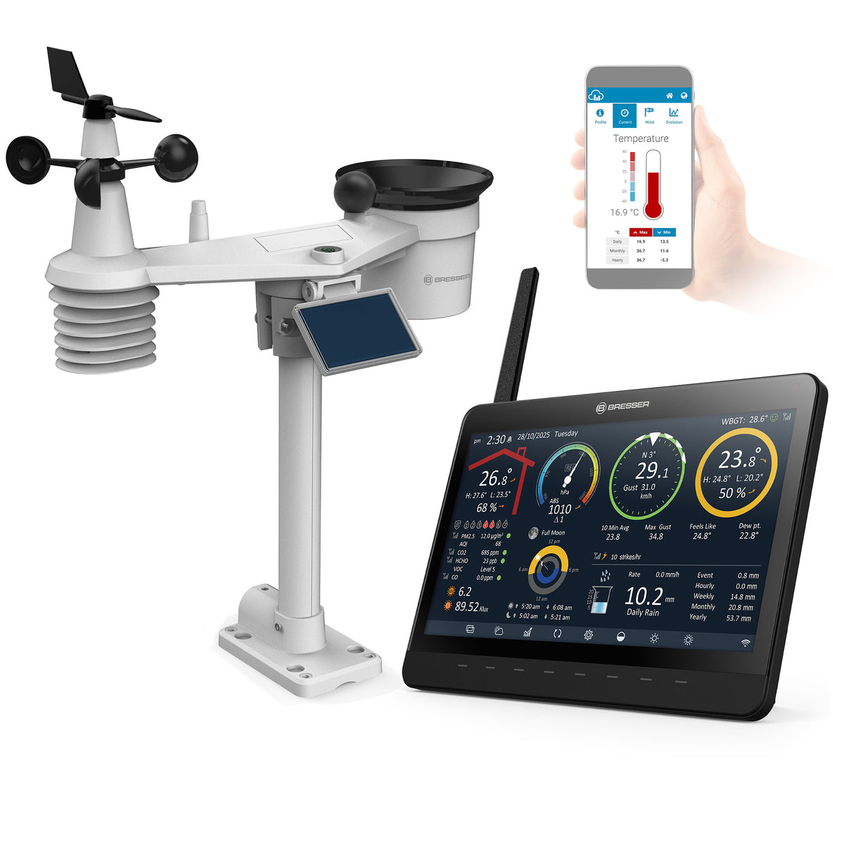 BRESSER MeteoChamp 9-in-1-WLAN-Wetterstation mit digitalem Bilderrahmen