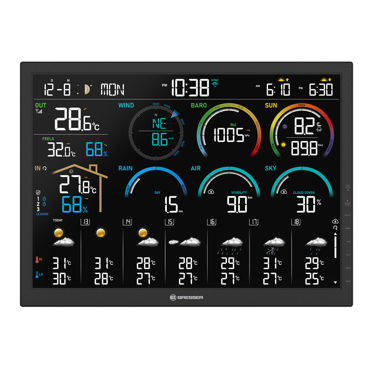 BRESSER 4CAST 18,5"-WLAN-Wetterstation mit 8-in-1-Sensor