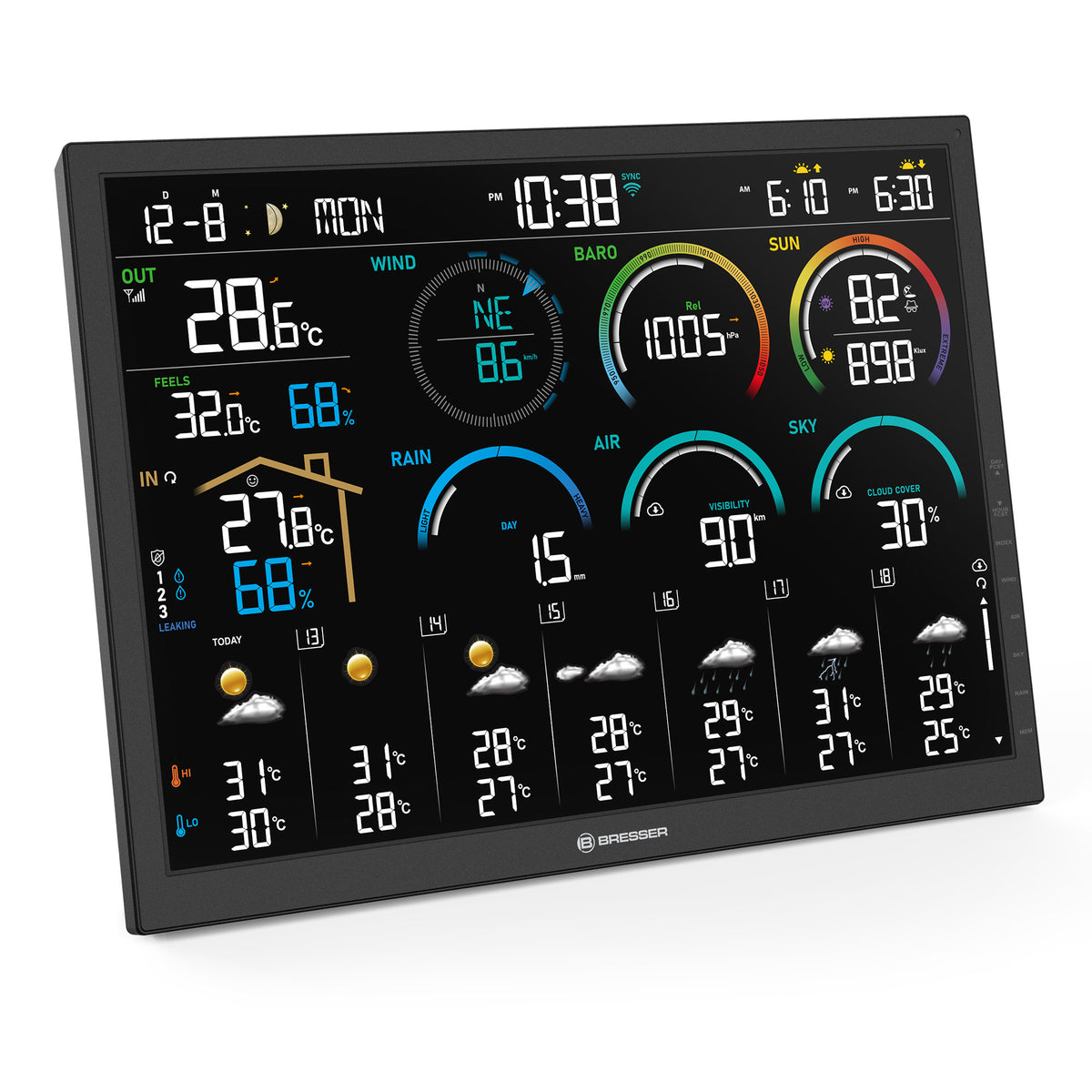 BRESSER 4CAST 18,5"-WLAN-Wetterstation mit 8-in-1-Sensor