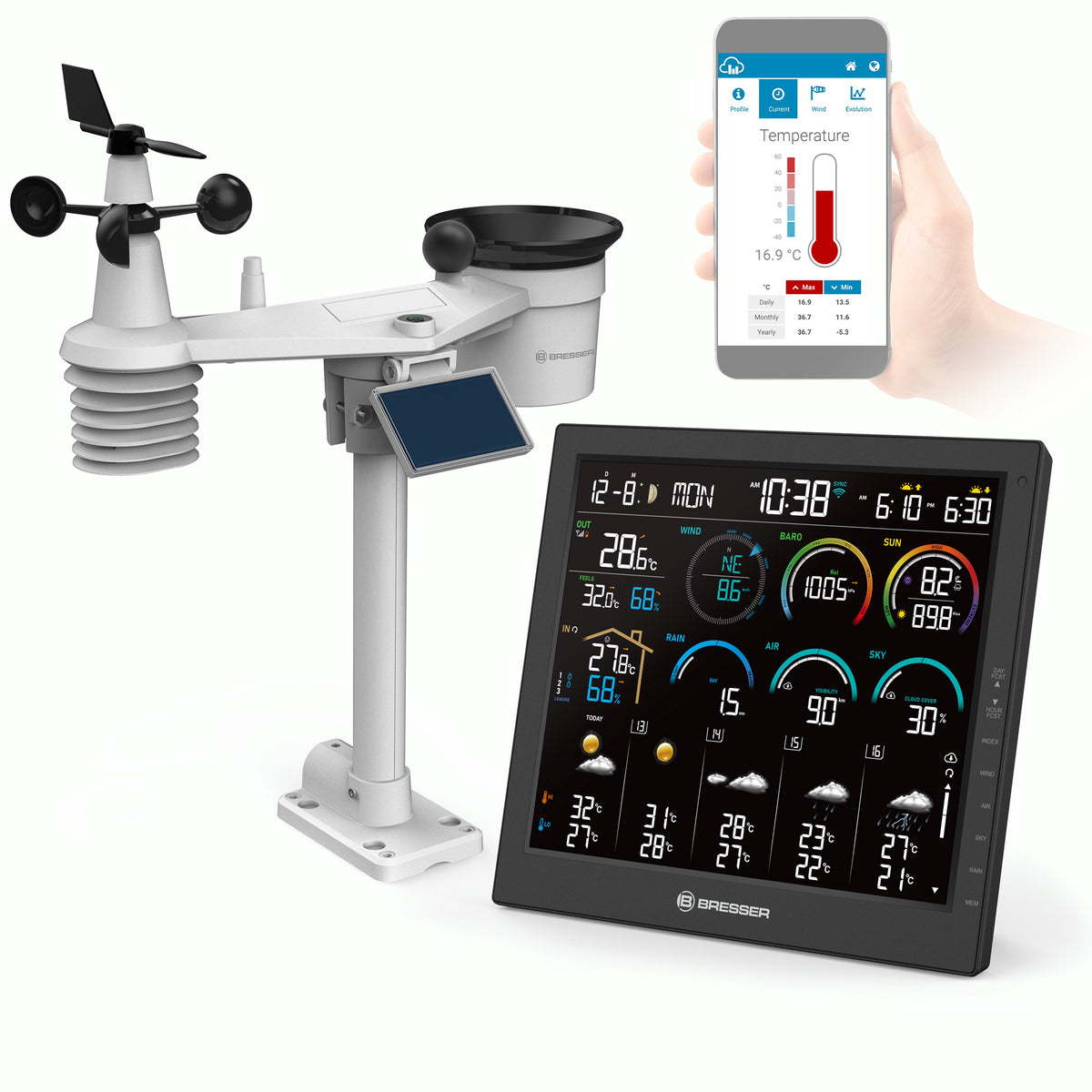 BRESSER 4CAST 10"-WLAN-Wetterstation inkl. 8-in-1-Sensor