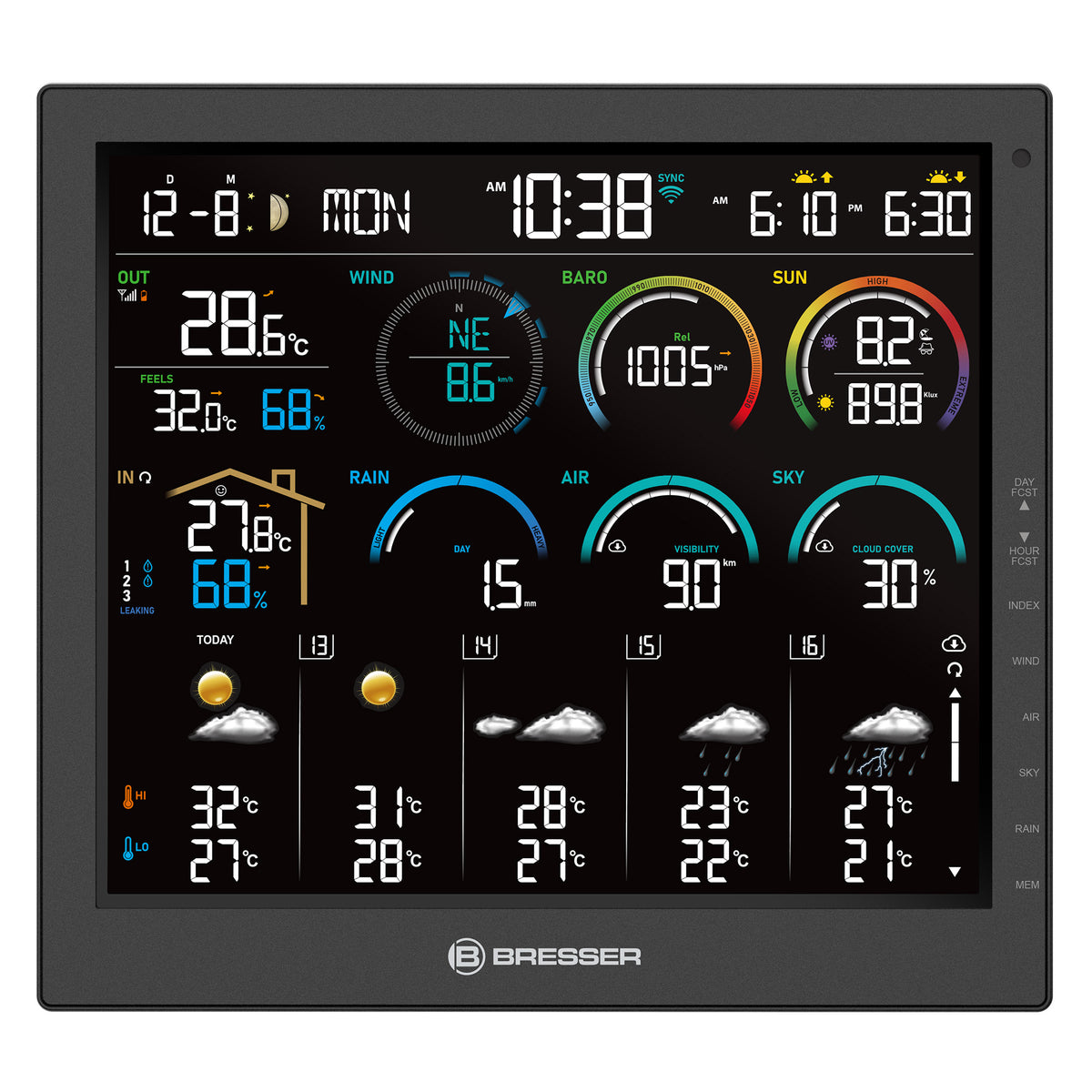 BRESSER 4CAST 10"-WLAN-Wetterstation inkl. 8-in-1-Sensor