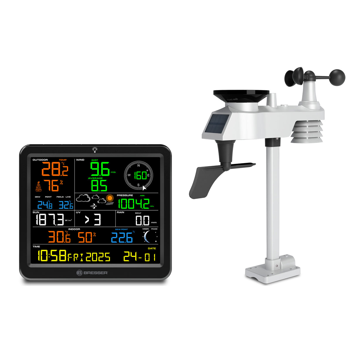 BRESSER MeteoTemp Solar 7-in-1 WLAN-Funkwetterstation
