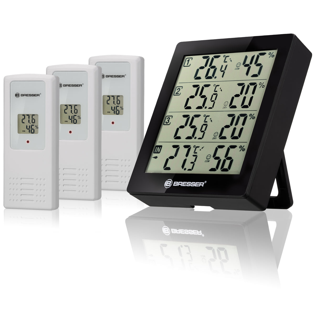 BRESSER Thermo-Hygrometer Quadro - mit 4 unabhängigen Messdaten