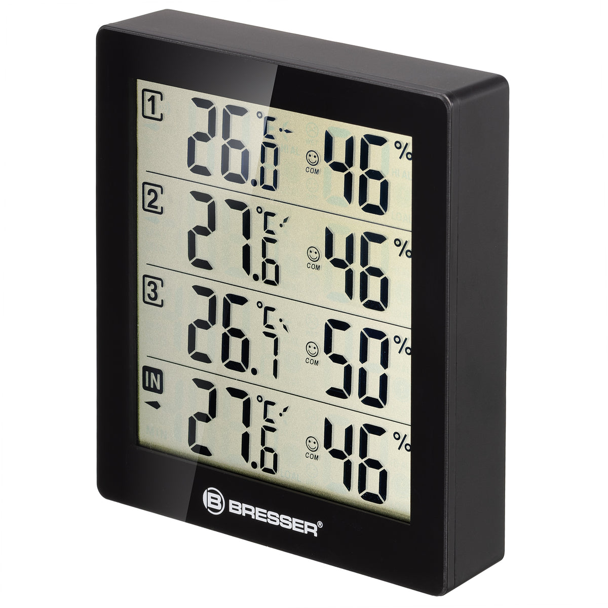 BRESSER Thermo-Hygrometer Quadro - mit 4 unabhängigen Messdaten