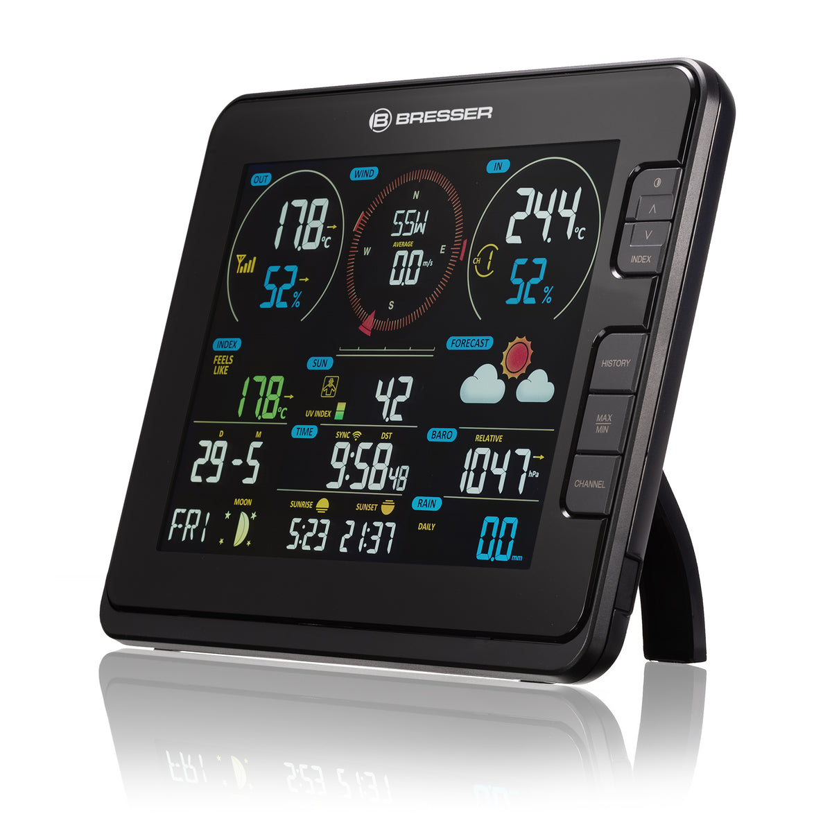BRESSER Profi-WLAN-Wetterstation 7-in-1 mit 2 Basisstationen, Lichtintensität- und UV-Messung