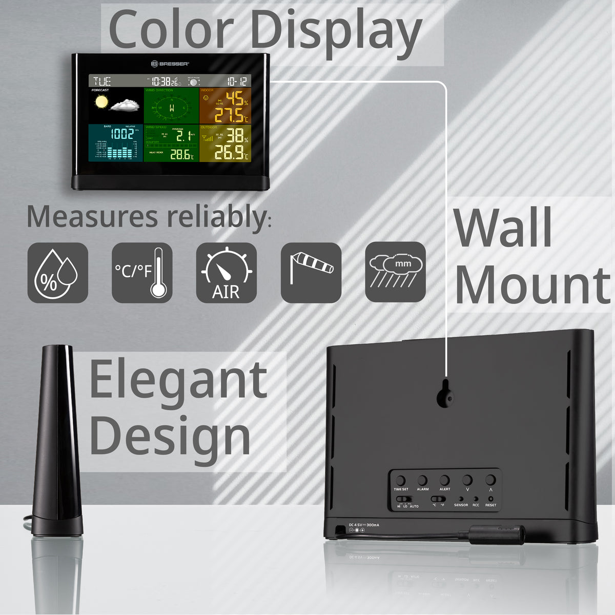 BRESSER 5-in-1 Comfort Wetterstation mit Farbdisplay