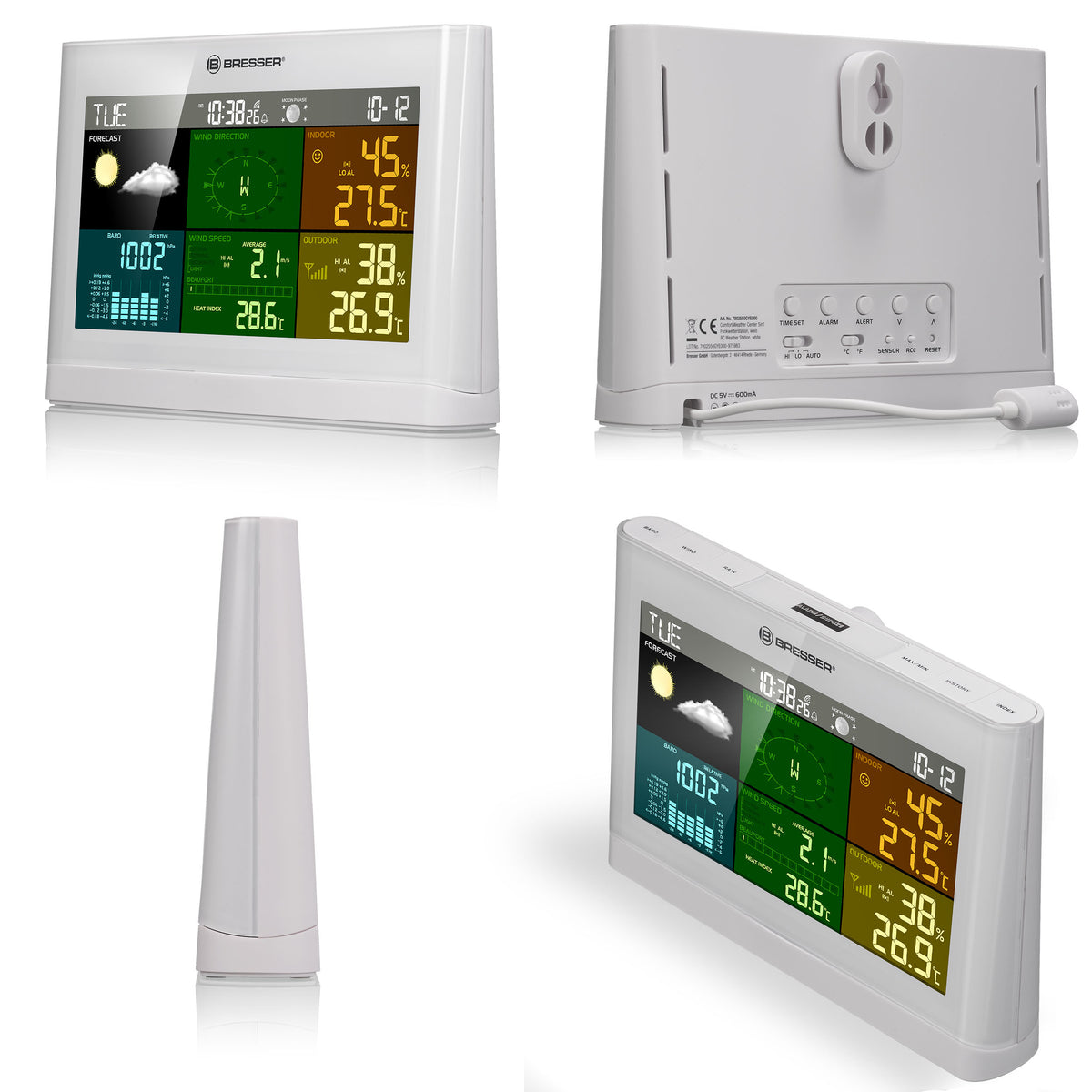 BRESSER zusätzliche / Ersatz-Basisstation für 5-in-1 Comfort Wetterstation 7002550GYE000 weiß