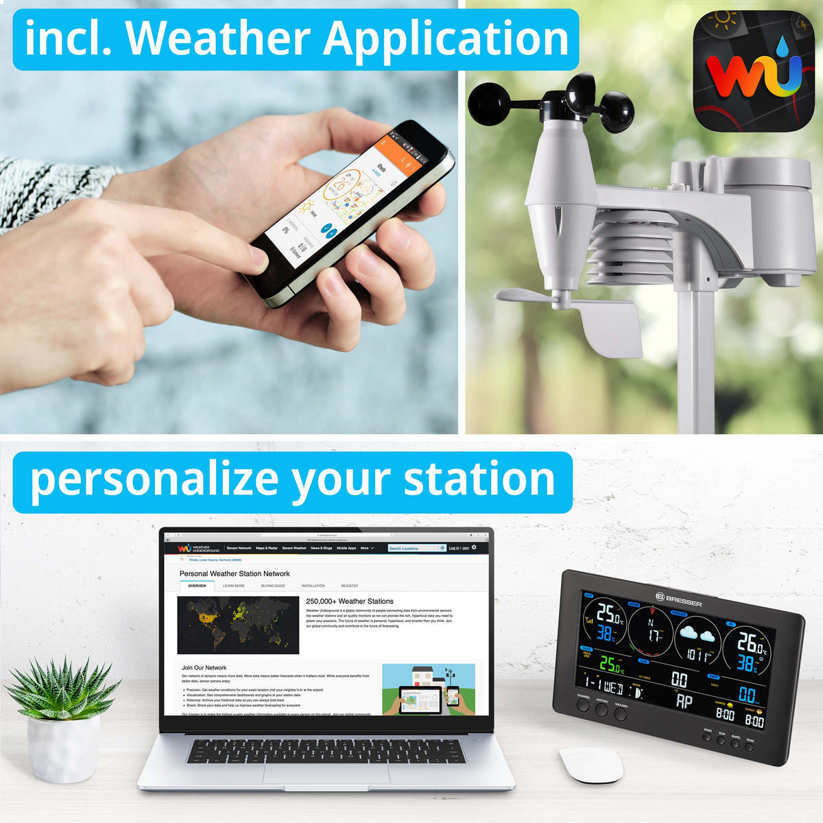 BRESSER WLAN ClearView Wetterstation mit 7-in-1-Profi-Sensor