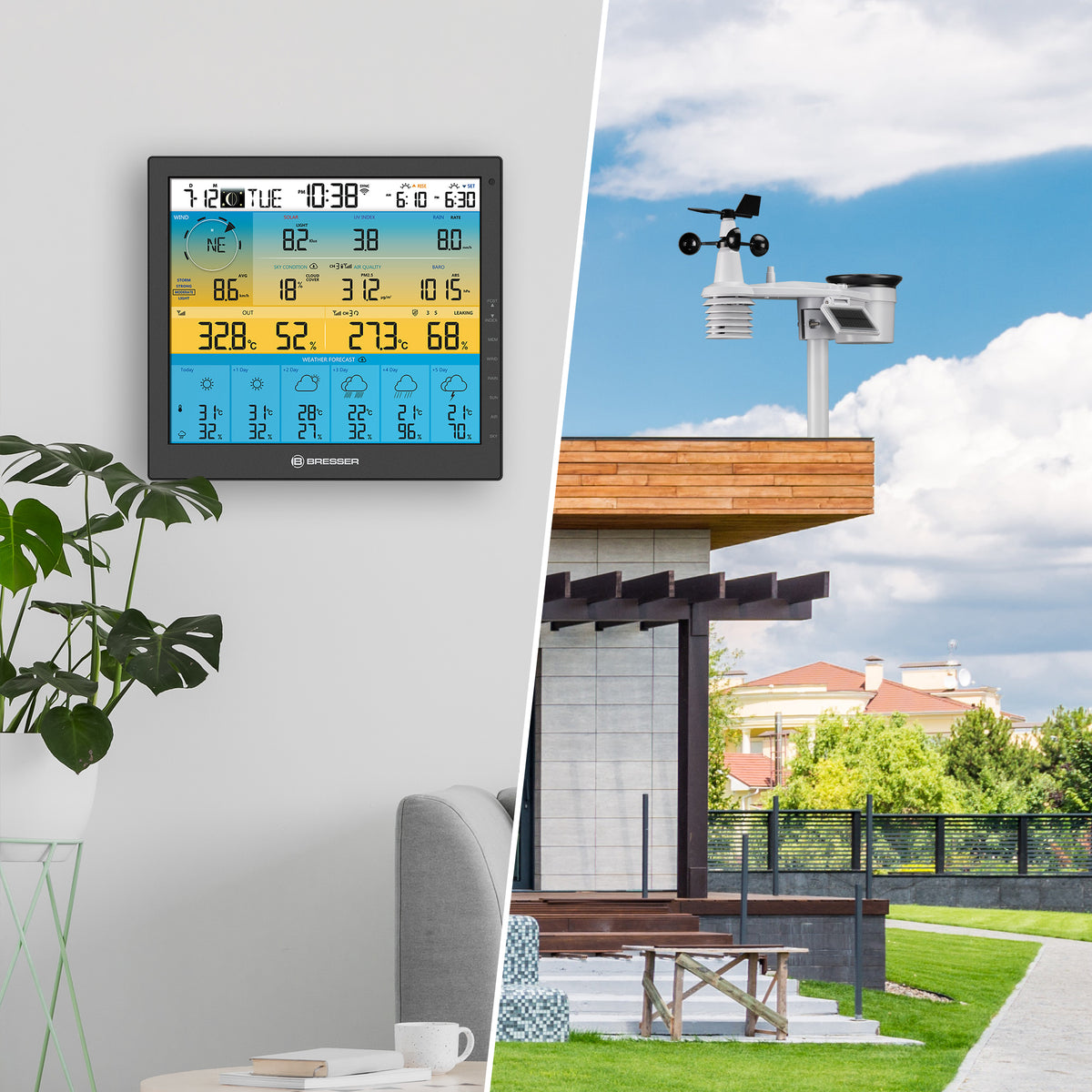 BRESSER 7-in-1-WLAN-Wetterstation 4CAST mit 6-Tage-Vorhersage