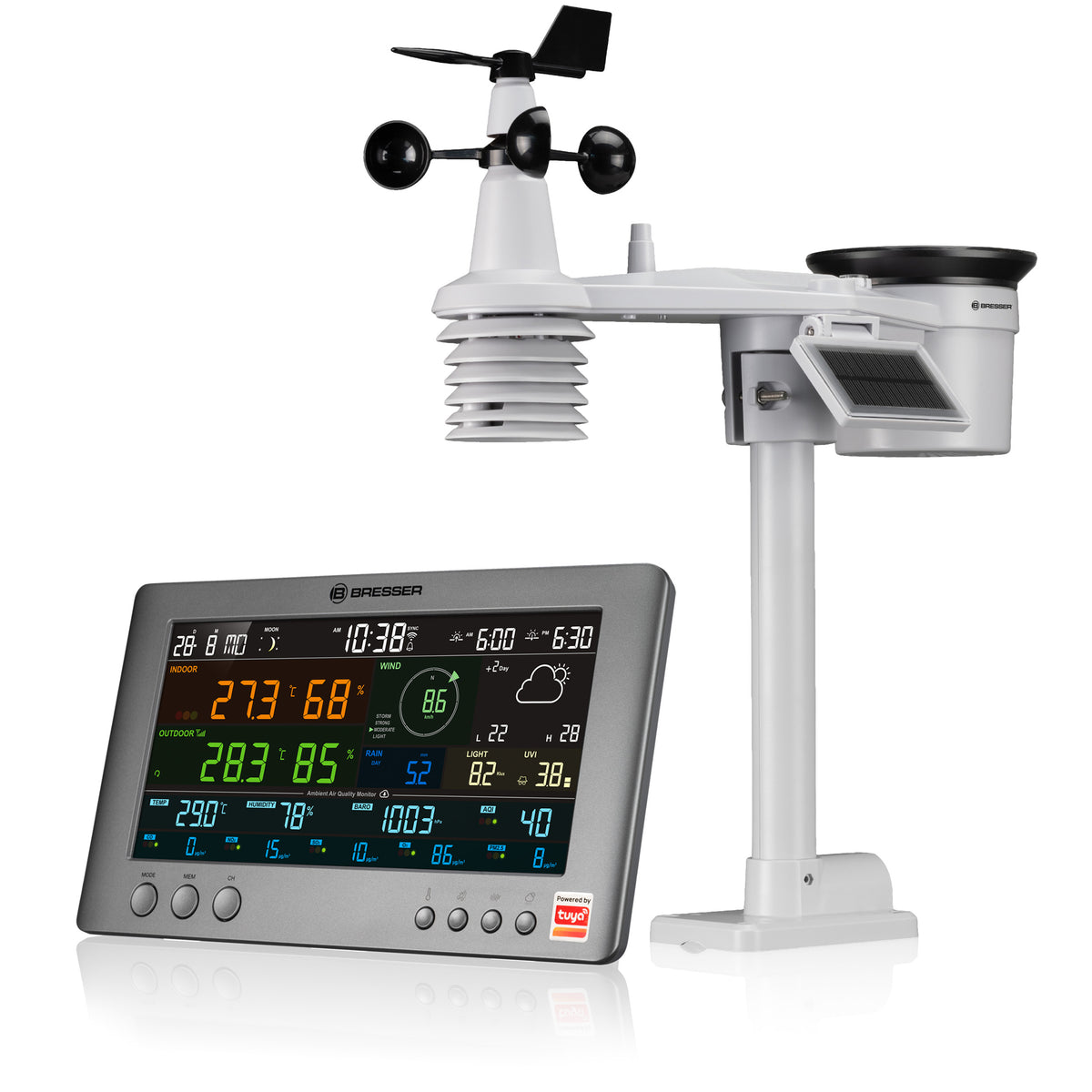 BRESSER Smarte Tuya Profi-Wetterstation mit 7-in-1-Sensor