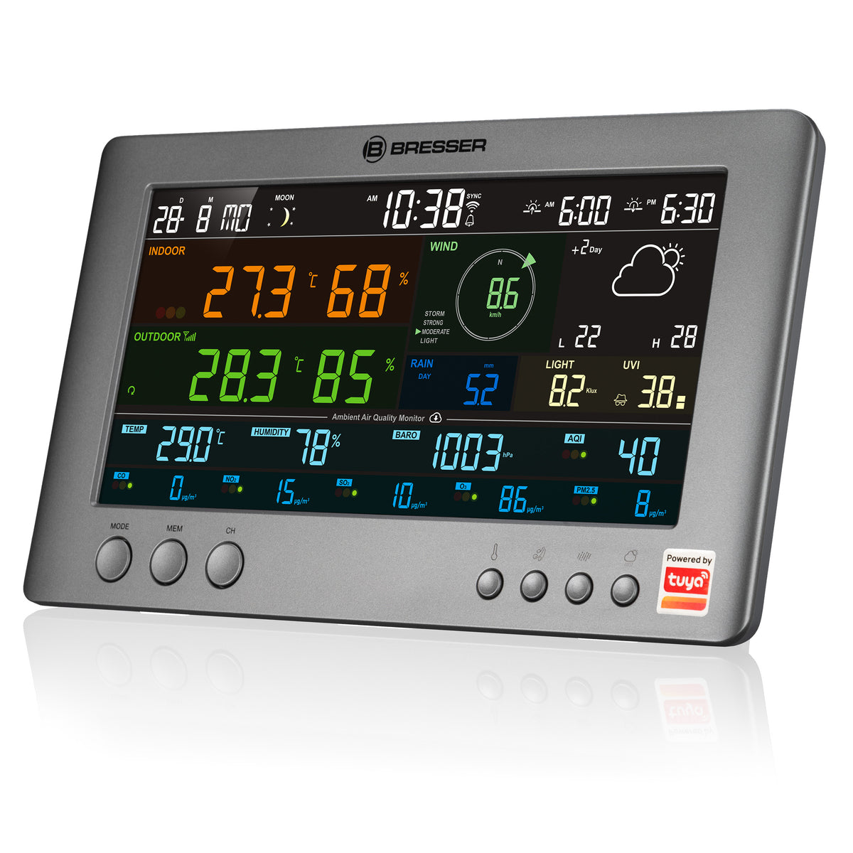 BRESSER Smarte Tuya Profi-Wetterstation mit 7-in-1-Sensor