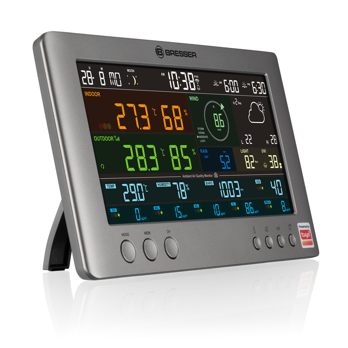 BRESSER Smarte Tuya Profi-Wetterstation mit 7-in-1-Sensor