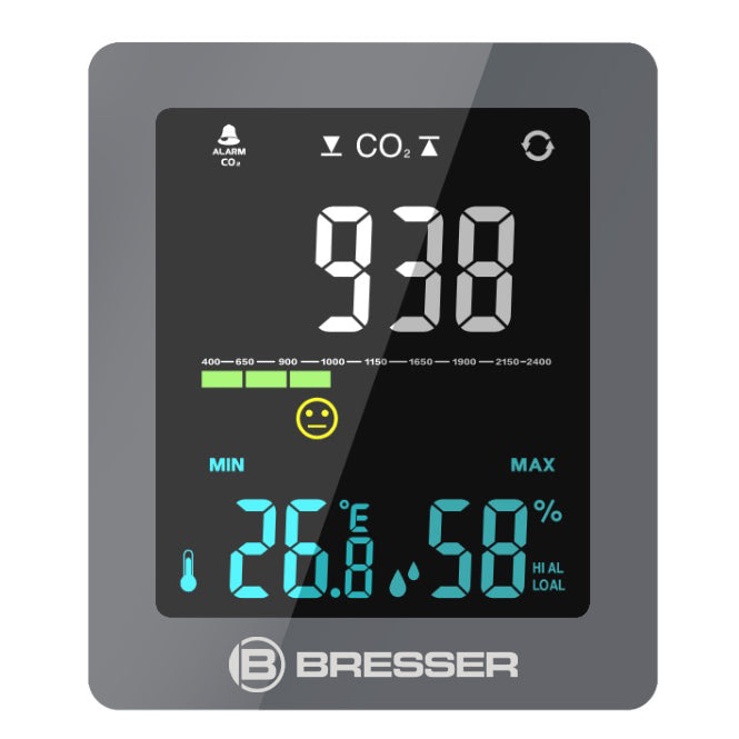 BRESSER CO2-Luftqualitätsmonitor Smile mit CO2-Ampel