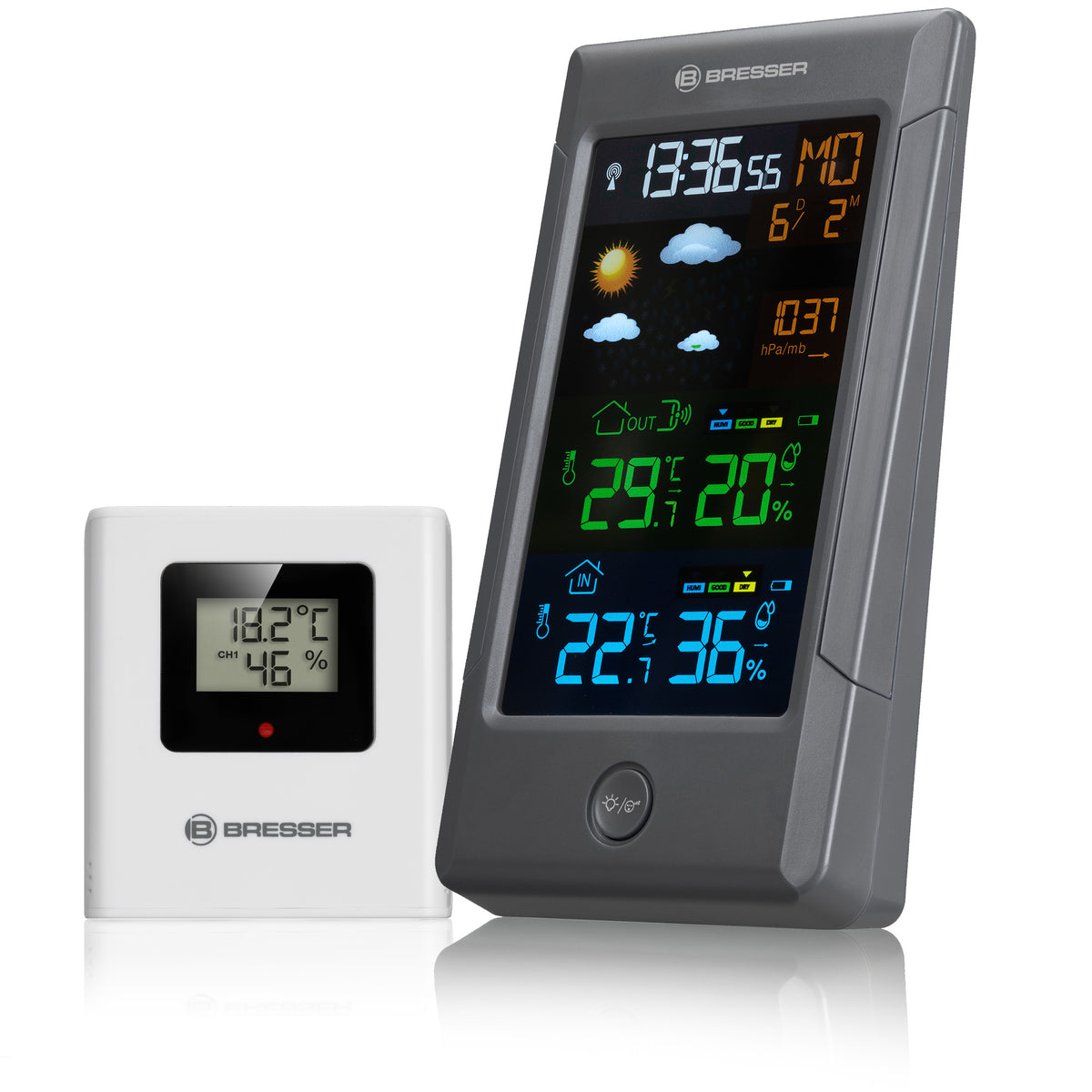 BRESSER ClimateTemp NBF Farbwetterstation mit DCF-Zeitsignal
