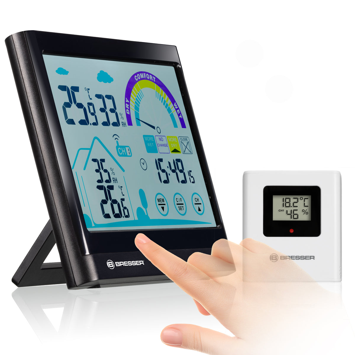 BRESSER VentAir Thermo-Hygrometer mit Touchscreenfunktion und Lüftungsempfehlung
