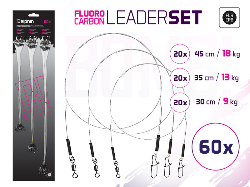 Fluorocarbonvorfach Set BOMB! mit Wirbel und Karabiner