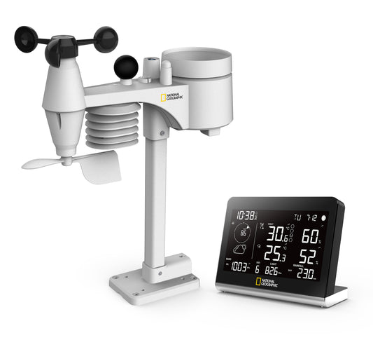 NATIONAL GEOGRAPHIC Funkwetterstation SC mit 8-in-1-Außensensor und Farbwechsel