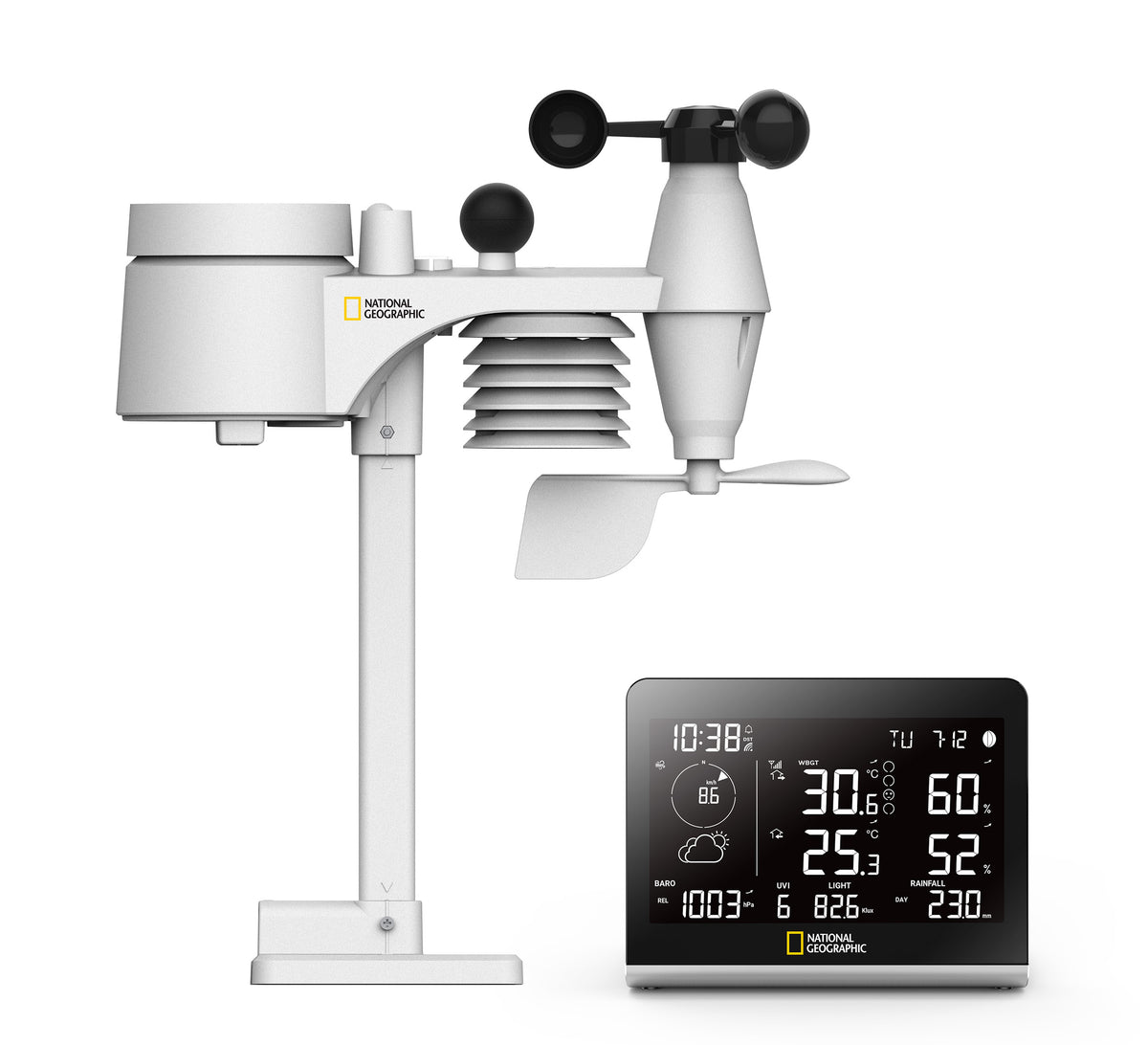 NATIONAL GEOGRAPHIC Funkwetterstation SC mit 8-in-1-Außensensor und Farbwechsel