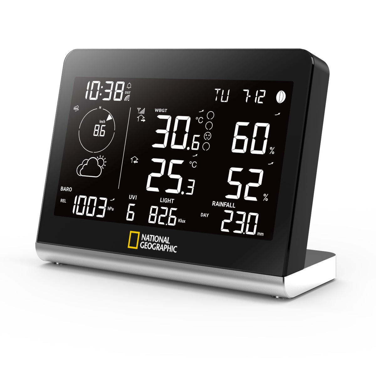 NATIONAL GEOGRAPHIC Funkwetterstation SC mit 8-in-1-Außensensor und Farbwechsel