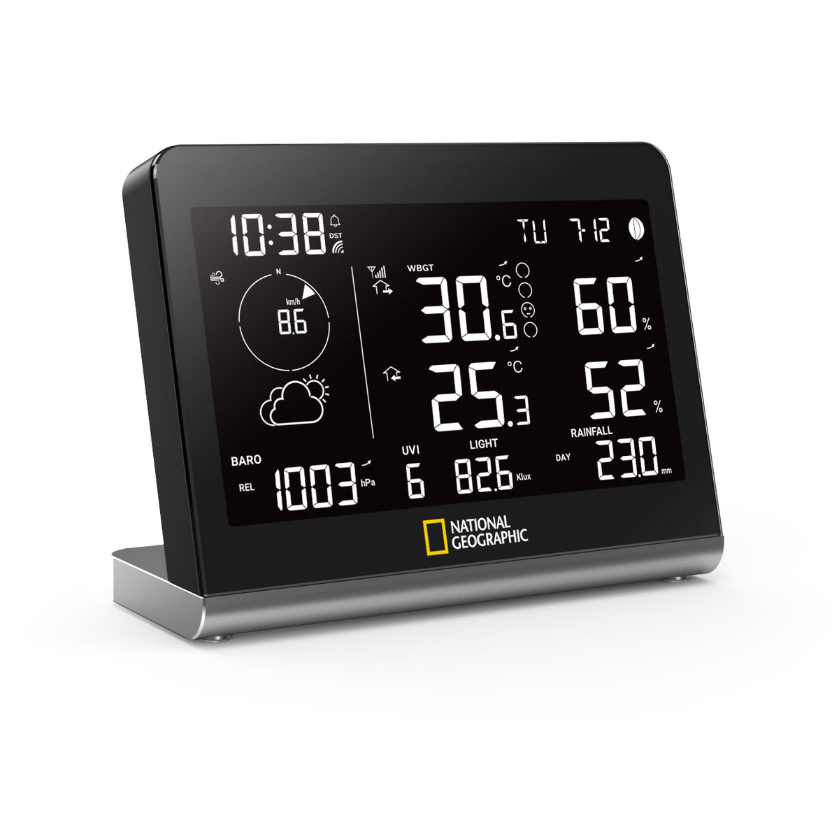 NATIONAL GEOGRAPHIC Funkwetterstation SC mit 8-in-1-Außensensor und Farbwechsel