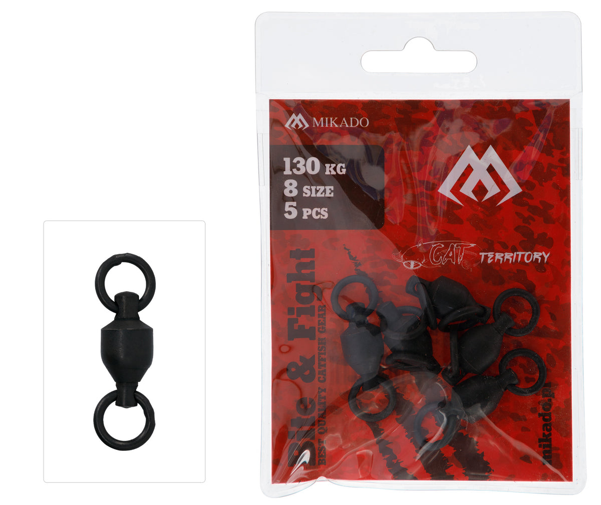 Mikado Kugellagerwirbel - Mit Split Ring NR. 8 - Schwarz Matt - 5 Stk.