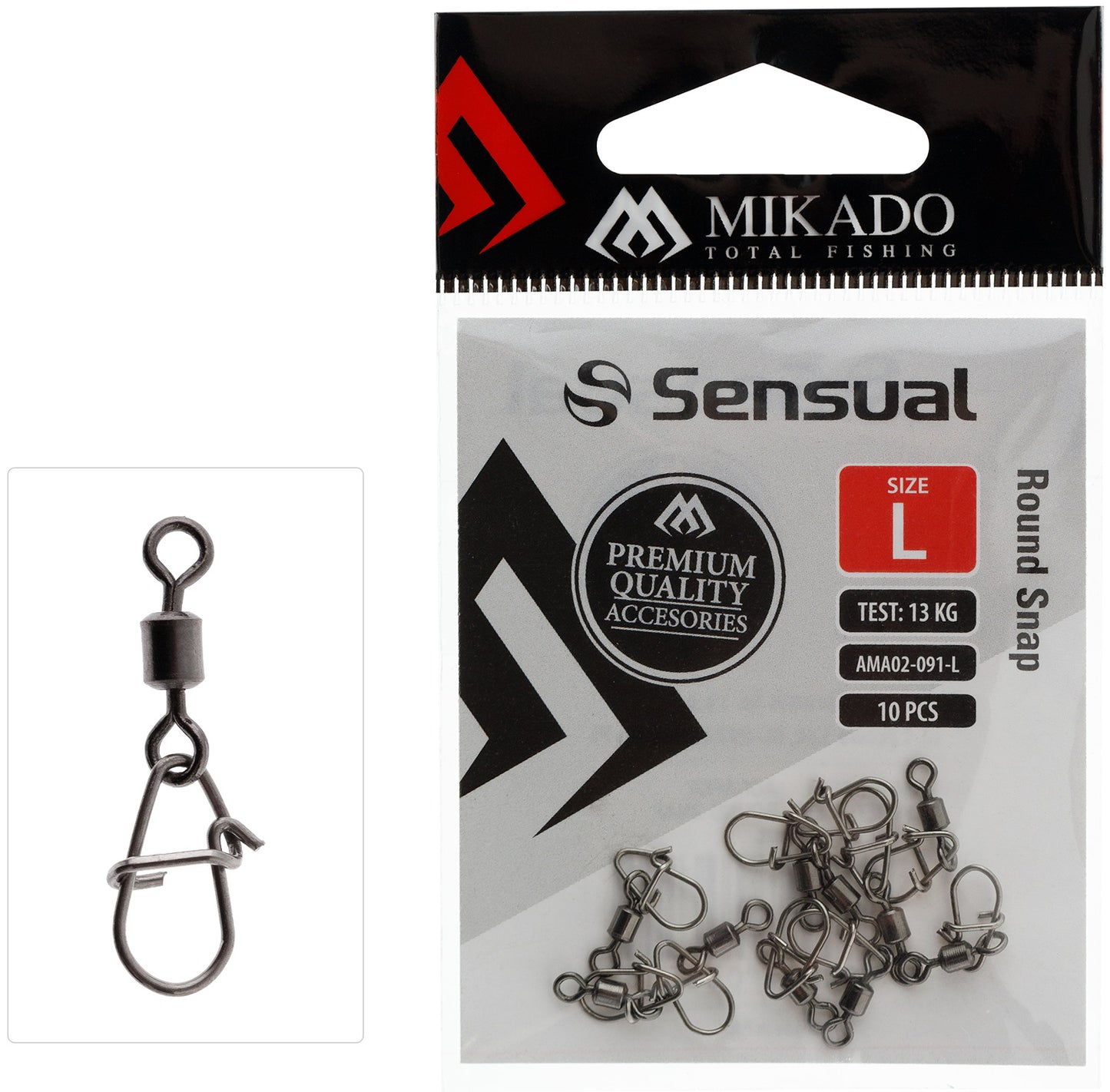 Mikado Snap - Mit Wirbel - Round Snap - Größe L - 10 Stk.