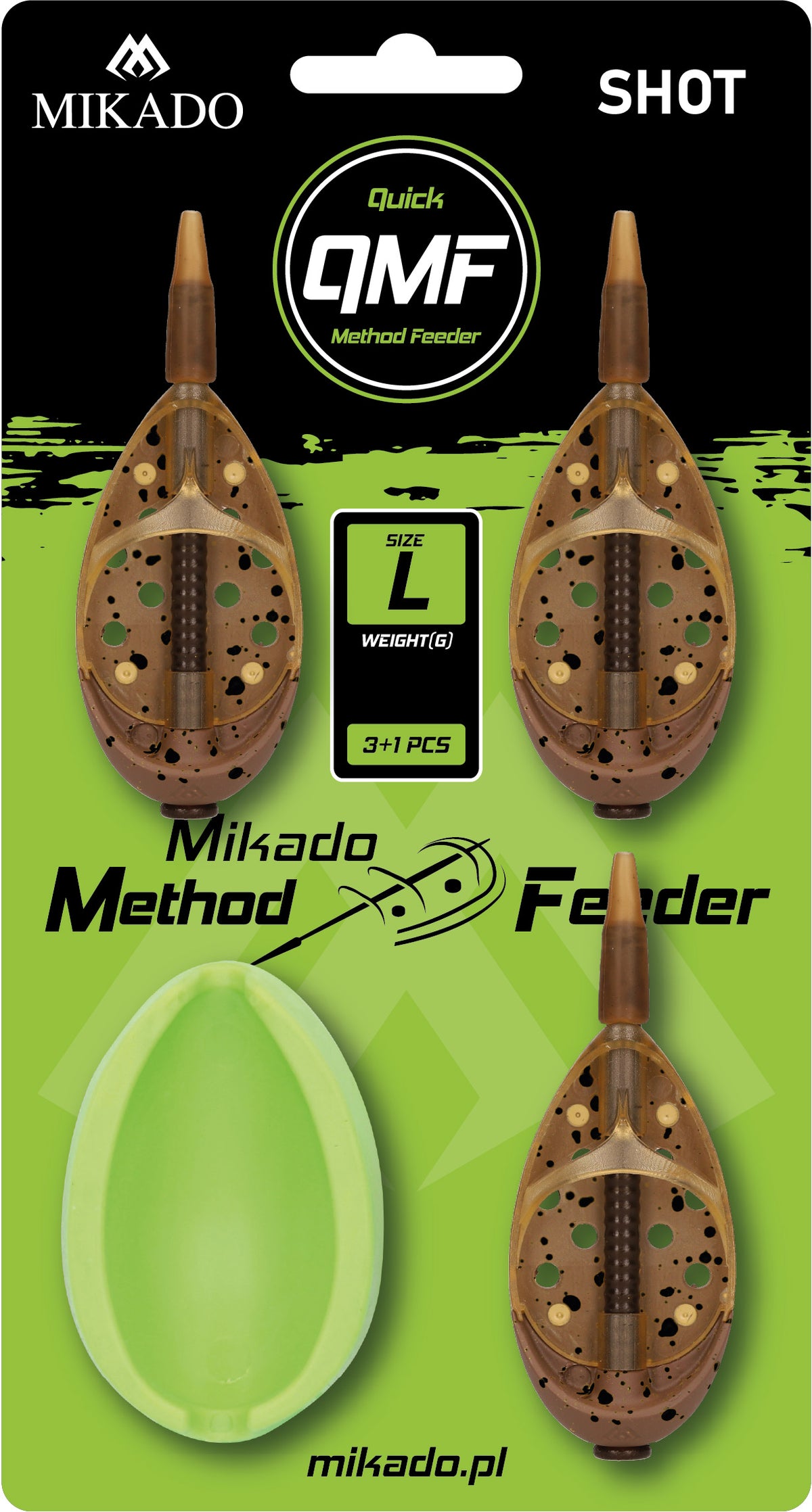 Mikado Feeder - Method Feeder Shot Q.M.F. Set L - 3x20g + Feeder Form - 1 Satz