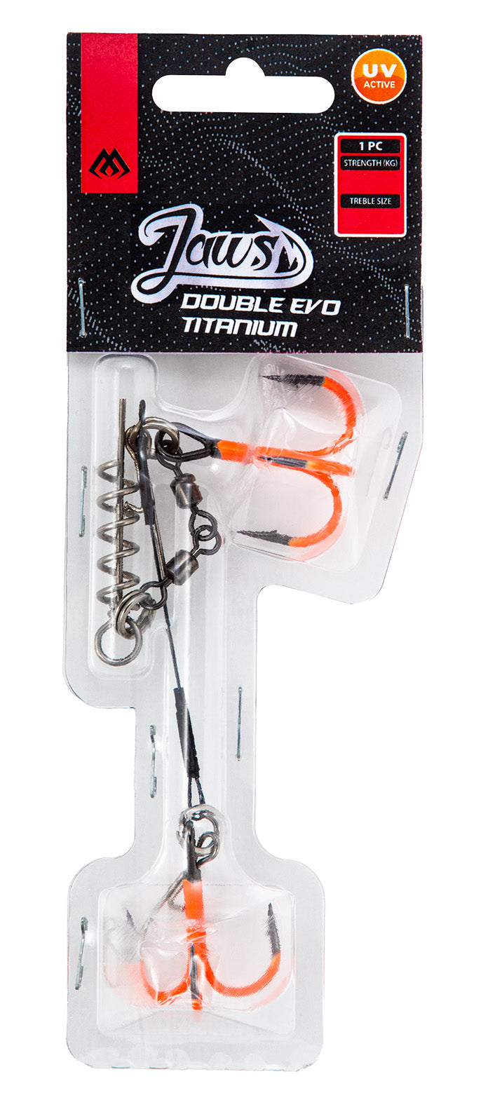 Mikado Stinger - Titan Jaws Double Evo Titanium Xl Uv - 30 Kg - Drillinge 2/0 , 1/0 -  1 STK.