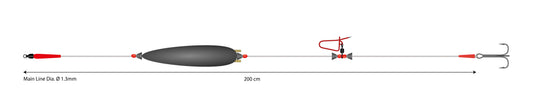 Mikado Set - Wels - Mono Catfish Set Ii-Adjustable Combi Rig With Rattle 10g/200cm/100kg - Drillingshaken: 2/0 - 1 Stk.
