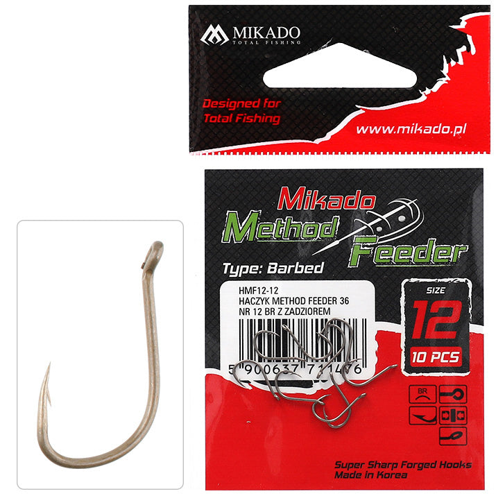 Mikado Haken - Method Feeder - 36 NR. 14 Br - Mit Widerhaken - 10 Stk.