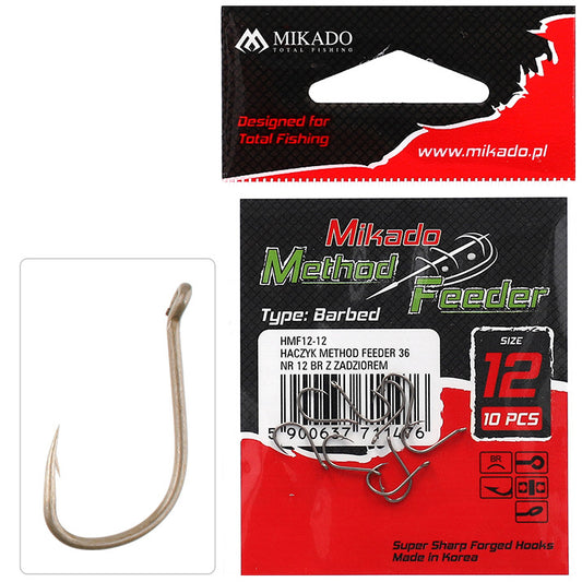 Mikado Haken - Method Feeder - 36 NR. 14 Br - Mit Widerhaken - 10 Stk.