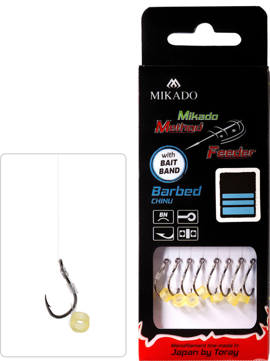 Mikado Methode Feeder Rig - Mit Gummi - Haken Mit Widerhaken Grösse 10 / Schnur: 0.23mm/10cm - 8 Stk.