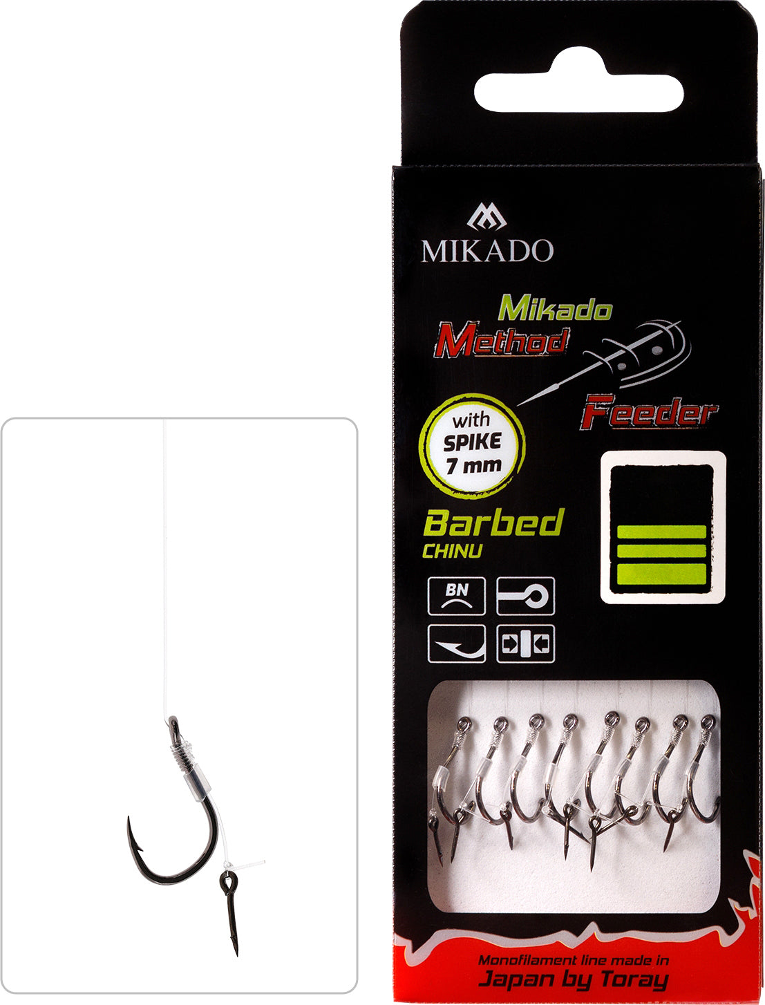 Mikado Methode Feeder Rig - Mit Nadel - Haken Mit Widerhaken Grösse 8 / Schnur: 0.25mm/10cm - 8 Stk.