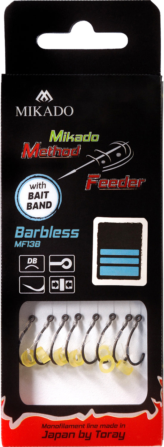 Mikado Methode Feeder Rig - Mit Gummi Haken Ohne Widerhaken 4 / Schnur 0.28mm/10cm - 8 Stk.